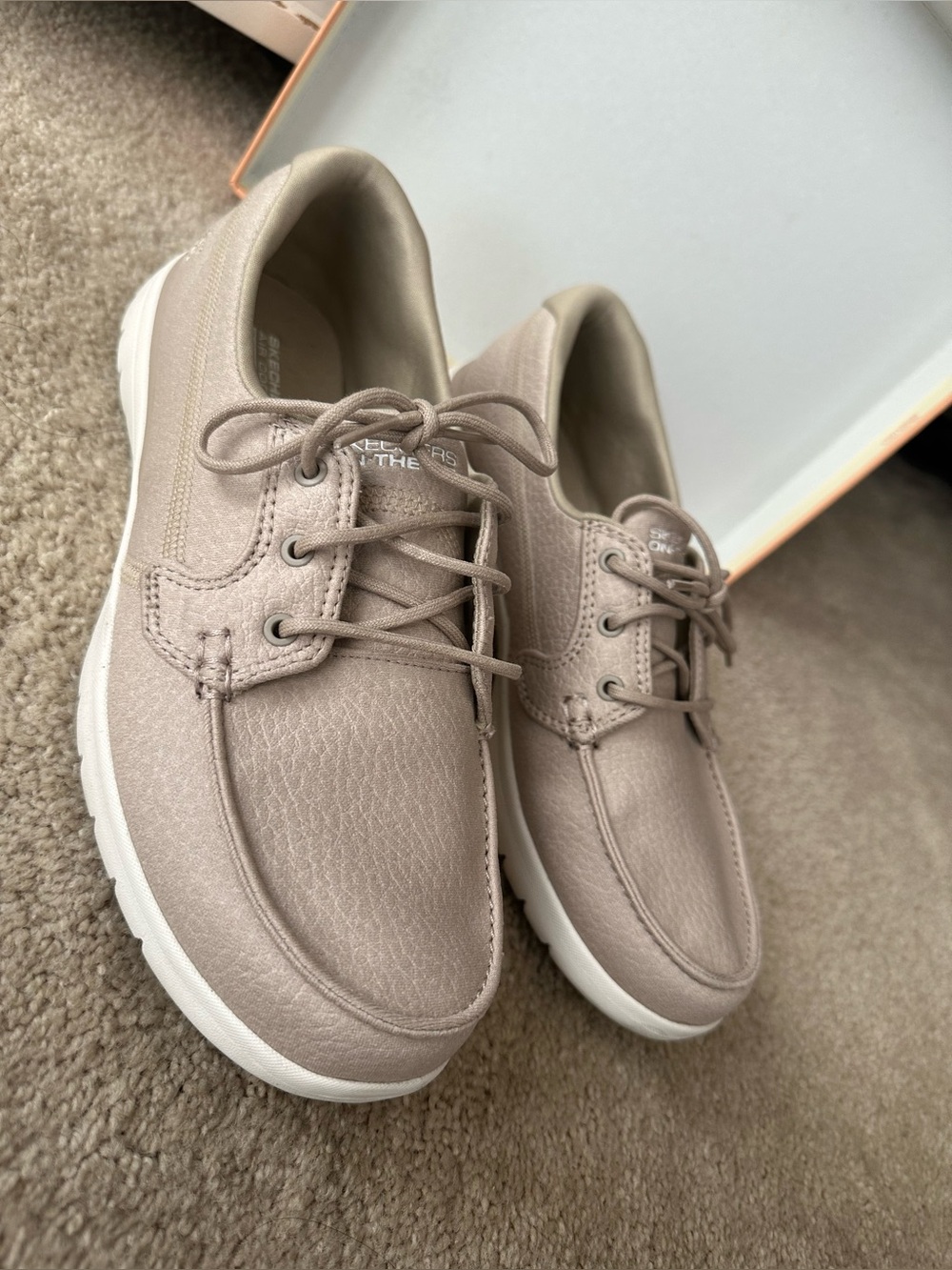 Skechers GOwalk Boat Shoes – Taupe/Nude | Lightweight & Comfy - Picture 3 of 7